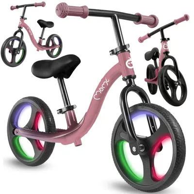 Produktbild von MoMi ISOKA Laufrad Kinder Fahrrad – Balance Bike - TPR-Räder mit LED, ab 2 Jahren bis 35 kg - Rosa