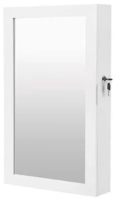 Image de Armoire à bijoux miroir murale JBC51W en MDF blanc