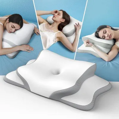 Productafbeelding van Unyqoos® Ergonomisch nekjkussen met verstelbare hoogte (2 standen), een verkoelende, afneembare hoes en traagschuim – geschikt voor rug-, zij- en buikslapers