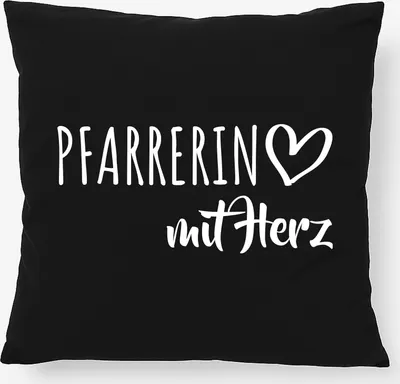 Produktbild von Huuraa Kissen Pfarrerin mit Herz 40x40cm mit Füllung Black Baumwolle Dekokissen Geschenkidee