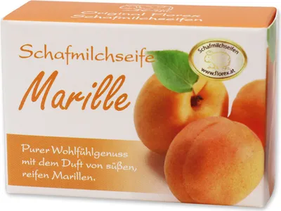 Produktbild von Florex Schafmilchseife Seifenstück Verpackt Marille Naturprodukte 100g