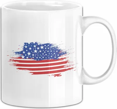 Produktbild von USA Flagge Tasse Geschenk Amerika Geschenkidee Auslandjahr Kaffee-Tasse Kaffee-Becher (Weiß)