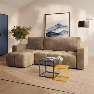 Produktbild von Masseno Ecksofa RAMIL mit Schlaffunktion L-Form, Sofa mit Bettkasten, Wohnzimmersofa, Couch, Soffa, Bettsofa, Couchgarnitur- Beige, LUMO 30