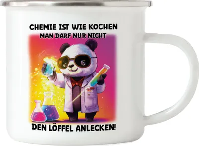 Produktbild von Chemie Ist Wie Kochen Man Darf Nur Nicht Den Löffel Anlecken Emaille Tasse Chemiker Periodensystem Experiment