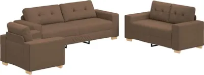 Produktbild von vidaXL Sofa 3 stk. Braun Leinenmischgewebe