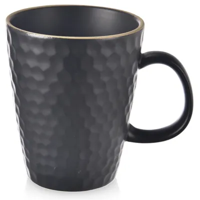 Produktbild von Schwarze Keramiktasse zum Trinken von Kaffee, Tee, Kräutern, Getränken, groß, 420 ml