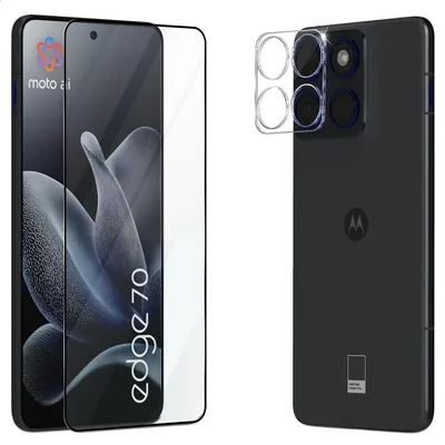 Zdjęcie produktu dla 1-pak Motorola Edge 70 Szkło ochronne na ekran & 1-pak ochrona obiektywu - Szkło hartowane 9H - Super jakość 3D