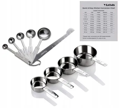 Produktbild von 10-teiliges Edelstahl Küchenmessbecher-Set Präzise Messlöffel