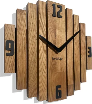 Produktbild von Wanduhr Symmetry wanduhr Eiche Badezimmer Wohnzimmer Holz modernDurchmesser ohne tickgeräusche holzoptik (Eiche, 30cm)