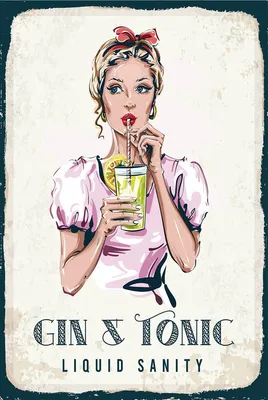 Produktbild von vianmo Holzschild 18x12 cm Alkohol Gin & Tonic Liquid Sanity