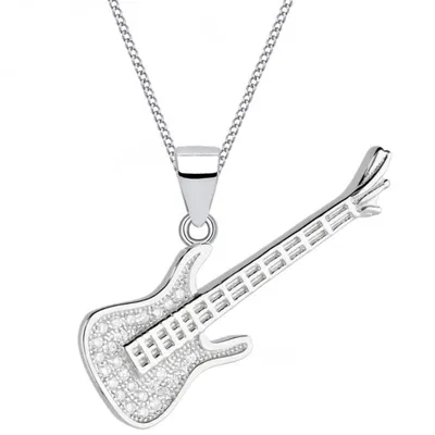 E-Gitarre Halskette mit Anhänger I Geschenk für Musiker & Rockfans I 45cm

