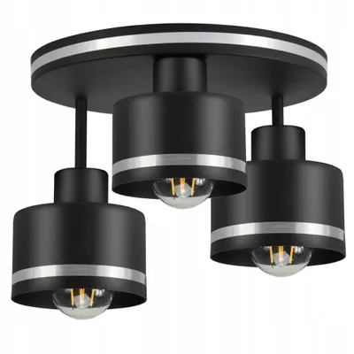 A black and silver ceiling light with three lamps.