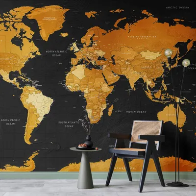 Produktbild von Vlies Fototapete - Map: Golden World 400x280 cm Karten k-A-0130-a-a
