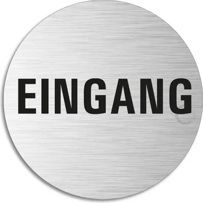 Produktbild von Schild - Eingang | Türschild aus Aluminium | Edelstahloptik selbstklebend  Ø 75 mm