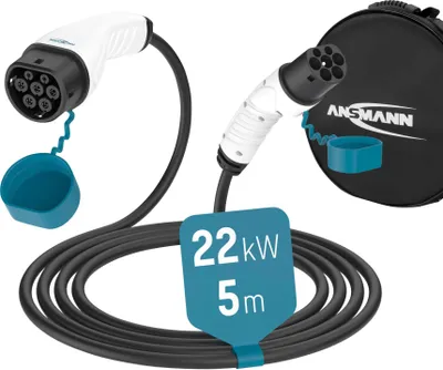 Immagine prodotto di Cavo di ricarica di tipo 2 da 22 kW per auto ibride ed elettriche lungo 5 metri