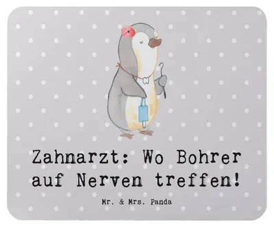 Produktbild von Mr. & Mrs. Panda Mousepad Zahnarzt Nerven - Grau Pastell - Geschenk, pc mauspad, Zahnpflege, Dentalhygiene, Zahnmedizin, Beruf, Spruch, Berufsalltag, Berufsgestaltung