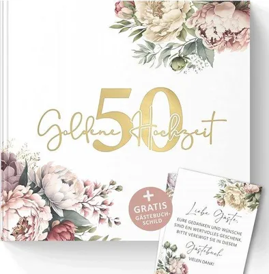 Produktbild von Gästebuch Goldenes Jubiläum - Erinnerungsbuch mit 72 Seiten - 21x21 cm - Gold