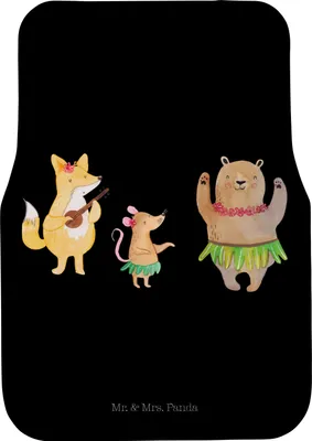 Produktbild von Mr. & Mrs. Panda Auto Teppich Waldtiere Aloha - Schwarz - Geschenk, Lustige Sprüche, Lachen, Fußmatte, Autoteppich, Bär, Igel, Tanzen, Automatte, Musik, Hase, Fürs