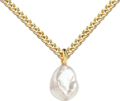 Produktbild von Anhänger Keshi-Perle Ketten-Anhänger 585 Gold für Damen. Mit Kette 50 cm