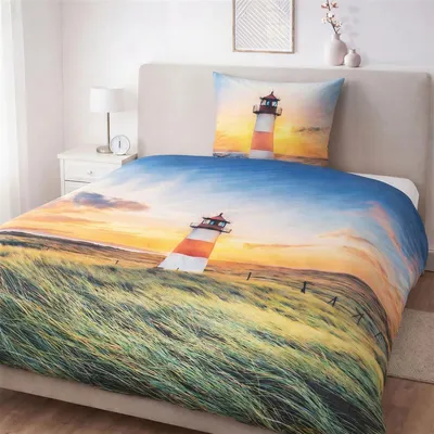 Produktbild von Bettwäsche aus Microfaser und brillantem Fotodruck | Reißverschluss | | 2-teilig ca. 135 x 200 cm + ca. 80 x 80 cm (Leuchtturm)