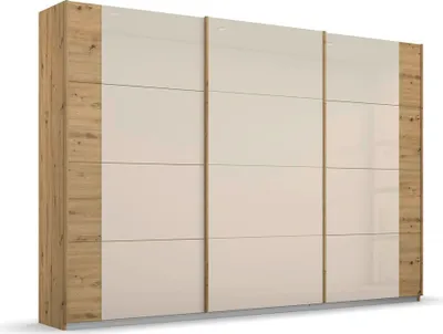 Produktbild von Schwebetürenschrank Artemis | mit Glastüren | Eiche Artisan / champagner