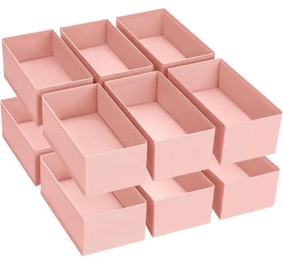 Immagine prodotto di Organizzatori per cassetti, 12 pezzi, rosa, pieghevoli, per abbigliamento e calzini per bambini