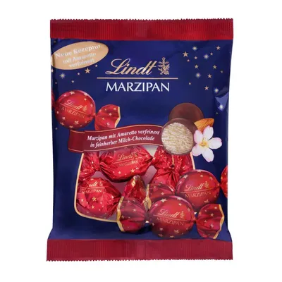 A bag of Lindt Marzipan chocolates.