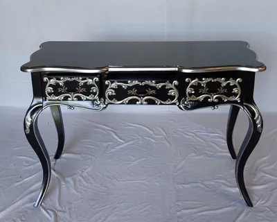 Produktbild von Antiker königlicher Sekretär Barock Louis Seize Breite117cm Farbe: schwarz mit silber