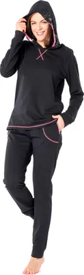 Produktbild von Ladeheid Damen Schlafanzug Zweiteiler Langarm Tierkostüm bunt Tiermotiv Verkleidung mit Kapuze LA40-238 (Schwarz Pavian, S)