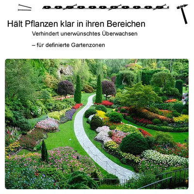 Produktbild von Rasenrand 10 m, 5 cm Höhe, 30 Bodenanker, Kunststoff, für Garten