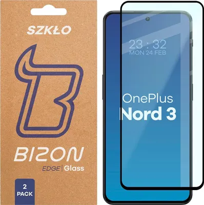 Produktbild von 2x Gehärtetes Glas für OnePlus Nord 3, Bizon Glass Edge Duo, Schwarzer Rahmen