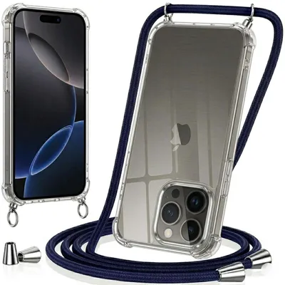Image de Lanière pour étui Apple iPhone 17, étui de protection à porter autour du cou, lanière pour téléphone portable, collier bleu