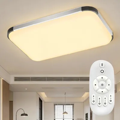 Produktbild von UISEBRT 72W LED Decken- und Wandleuchte silber, stufenlos dimmbar 2800K-6000K mit Fernbedienung, Aluminium & Acryl, 3800-4300lm für Innenbeleuchtung