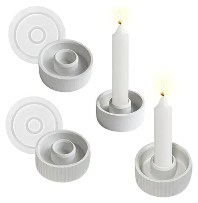Produktbild von Halloween Gießform Kerzenhalter,2Pcs Harz Epoxid Stabkerzenhalter Silikonform,Kerzenform zylindrischer Kerzenhalter aus Silikon,Silikonform Kerzenhalter (C)