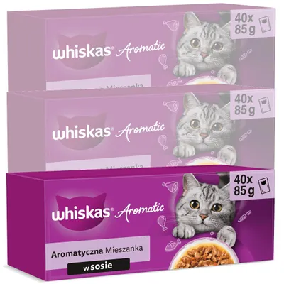 Produktbild von Whiskas Aromatic Adult 120x85g Nassfutter für Katzen, aromatische Mischung in Sauce