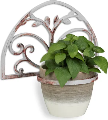 Produktbild von relaxdays Blumenhalter Wand Gusseisen weiß