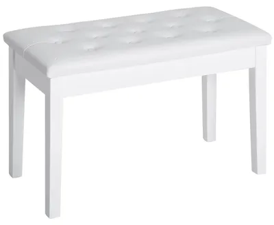 Produktbild von Klavierhocker - Klavierbank - Verstauraum Unter Der Sitzfläche - Kunstlederpolsterung - Massivholz - 76 x 36 x 50 cm - Weiß