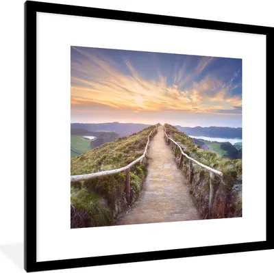 Produktbild von MuchoWow® Gerahmtes Poster Berge - Natur - Weg 40x40 cm - Poster mit Schwarzem Bilderrahmen Wandposter Rahmen Foto Bilder - Poster - Plakat im Rahmen