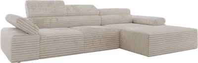 Produktbild von MKS MEBLE L-form Ecksofa RILASSO mit Relax-Funktion, verstellbare Kopfstützen - Beige Cord - Rechts