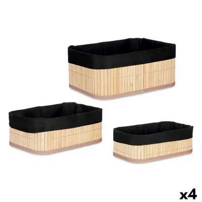 Produktbild von Organisatoren Satz Schwarz natürlich Bambus 31 x 12 x 21 cm (4 Stück)
