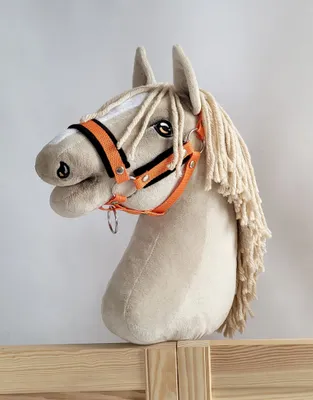 Obrázek produktu pro Nastavitelná ohlávka pro koně Hobby Horse A3 oranžová s černou kožešinou