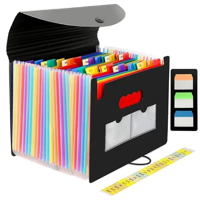 Produktbild von Dokumentenmappe 24 Fächer A4/Brief Organizer mit Etiketten Polypropylen/Polyester Wasserabweisend