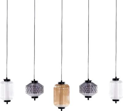 Obrázok produktu pre BELIANI Závesná lampa viacfarebná sklo železo 5 svetiel priehľadné tienidlá moderný štýl obývačka jedáleň