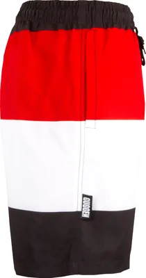 Produktbild von GUGGEN MOUNTAIN Badehose für Herren Schnelltrocknende Badeshorts 597 mit Kordelzug Beachshorts Boardshorts Schwimmhose Männer mit Muster Schwarz Rot L