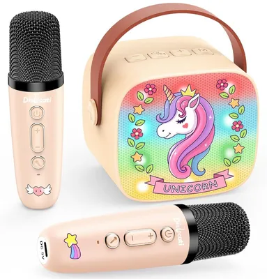 Obrázek produktu pro Karaoke sada pro děti - 2 bezdrátové mikrofony - Jednorožec - Pro děti 3 až 12 let