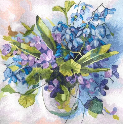 Produktbild von RTO Kreuzstich Stickpackung "Frühlingsstrauß", Zählmuster, 21,5x22cm