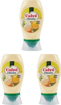 Produktbild von 3x Calvé Mayonnaise Squeeze Fritessoße Soße Sauce 250ml mit Eiern aus Nährboden