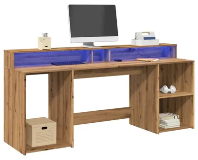 Imagen del producto de Mesa para portátil - Escritorio - Espacio de trabajo - Mesa para portátil - Escritorio con iluminación LED - Iluminación ambiental RGB ajustable
