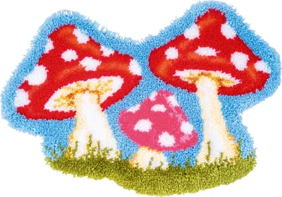 Produktbild von Auslaufmodell Vervaco Formknüpfteppich "Pilze auf einer Wiese", Knüpfbild vorgezeichnet, 70x50cm