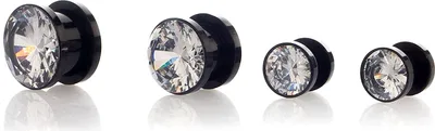 Produktbild von Ohr Flesh Black Stahl Tunnel Piercing Screw On - Kristall Stein Weiss - 5863BK 6-12mm - 8.0 Millimeter